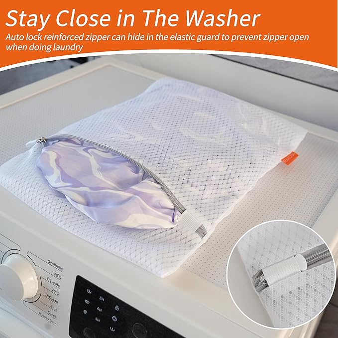 Polecasa 3Pcs 9 x 12 Inches Extra Durable 125g Diamond Mesh Laundry Bags with Sturdy Zipper for Delicates, Protect Clothes in Washing Machine, Laundry Room Essentials for College, Dorm (3 Small)