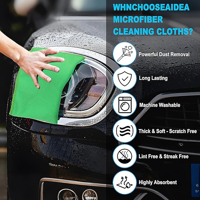 Microfiber Cleaning Cloths – 50 Pack, 12"x12" Ultra Soft & Lint-Free Cleaning Towels for Kitchen, Car, Glass, Window & Home – Reusable Microfiber Rags