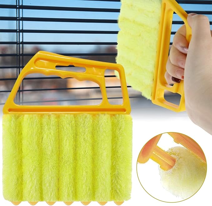AOCEAN 4 Pcs Blind Cleaner Duster Tool 7-Finger Dusting Cleaner Tool for Window & Air Conditioner Handheld Mini Duster Brush for Wood Blinds Dust Dirt