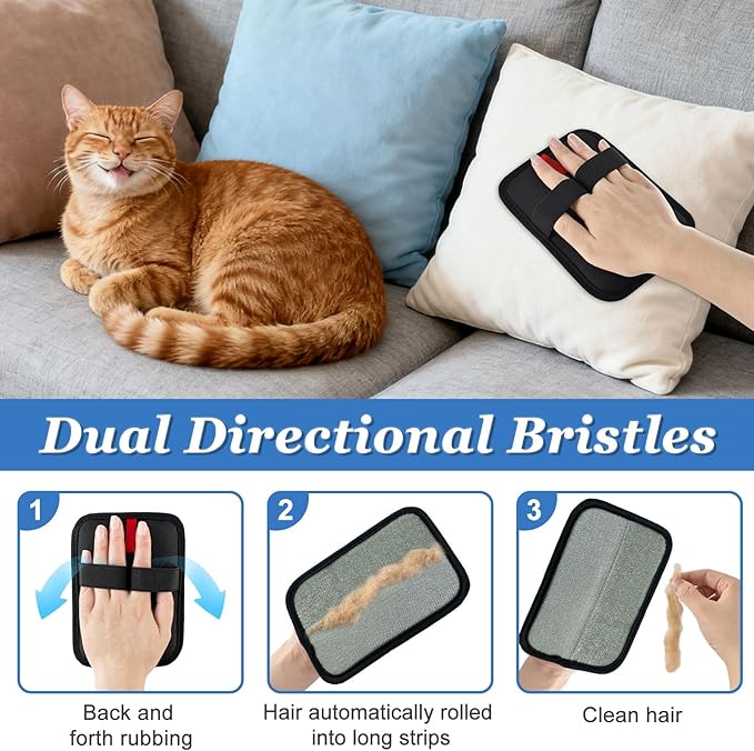Deisunpet 2 Pcs Newly Upgraded Electrostatic Pet Hair Removal Glove,Magic Brush Pet Hair Remover for Cats & Dogs,Reusable Pet Hair Remover Gloves for Couch Carpet Car Seat Laundry