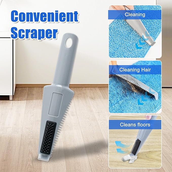 Flat Mop with Stainless Steel Handle, Handle Adjustable 3 Sections Splice Microfiber Mop Floor Cleaning 4 Pieces Mops Cloth Wet & Dry Pads Wet and Dust Mopping