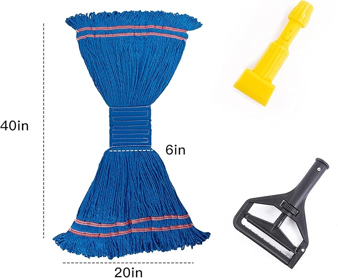 Matthew Cleaning Microfiber String Mop Heavy Duty Commercial Wet Mop Head Replacement,Excellent Absorbency,Premium Launderability,Reusable for Home,Commercial and Industrial Use(Blue,12Pack)