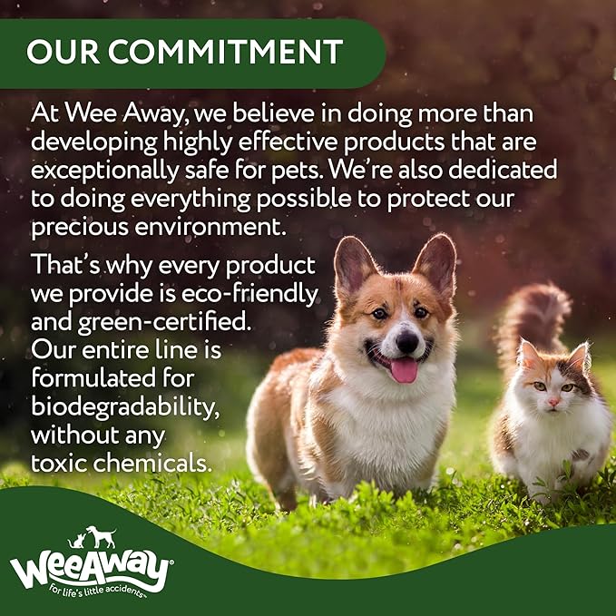 Wee Away Pet Stain and Odor Remover Spray, Biodegradable Enzyme Cleaner for Dog and Cat Urine, Poop, Diarrhea, & Vomit, For Carpets, Upholstery, Cages, Litter Boxes (32 oz) (Green Tea)