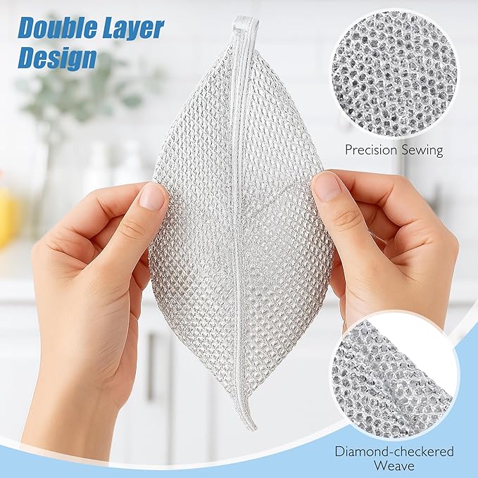 80pcs Non Scratch Wire Dishcloth, Multipurpose Wire Dishwashing Rags for Wet and Dry, Reusable Stainless Steel Cleaning Cloth, Kitchen Metal Dish Cloths for Washing Dishes Sinks, Dishes, Stove Top