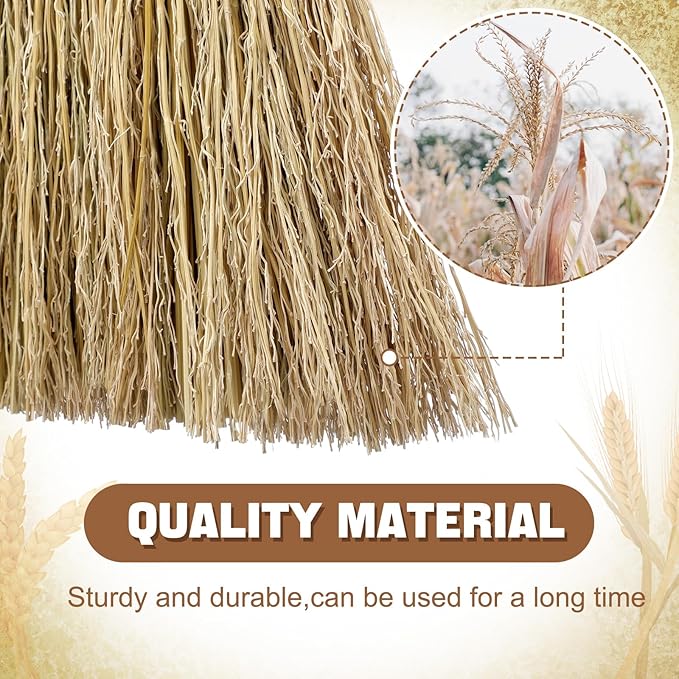 Suclain 2 Pcs 12 Inch Whisk Broom Hand Held Mini Corn Straw Whisk Broom Short Handle with Metal Hanger Halloween for Multi Surface Sweeping Small Hand Brush for Outdoor Car Porch Debris Dust Dirt