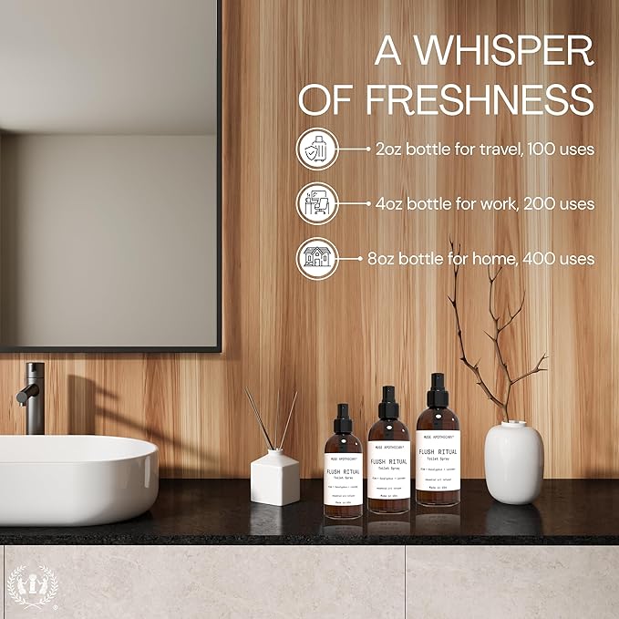 Muse Apothecary Flush Ritual - Aromatic & Refreshing Toilet Spray, Use Before You Go, 4 oz, Infused with Natural Essential Oils - Fresh Citrus, Pack of 3