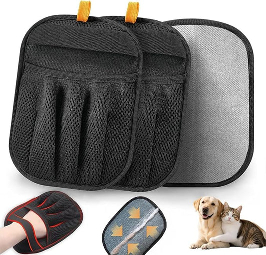 LUOMRTAN 2 Pack Upgraded Pet Hair Removal Gloves, The Five-Finger Design Provides a More Convenient and Stable Grip .Reusable for Dog & Cat Hair for Couch, Furniture, Car Seat, Carpet, Clothing