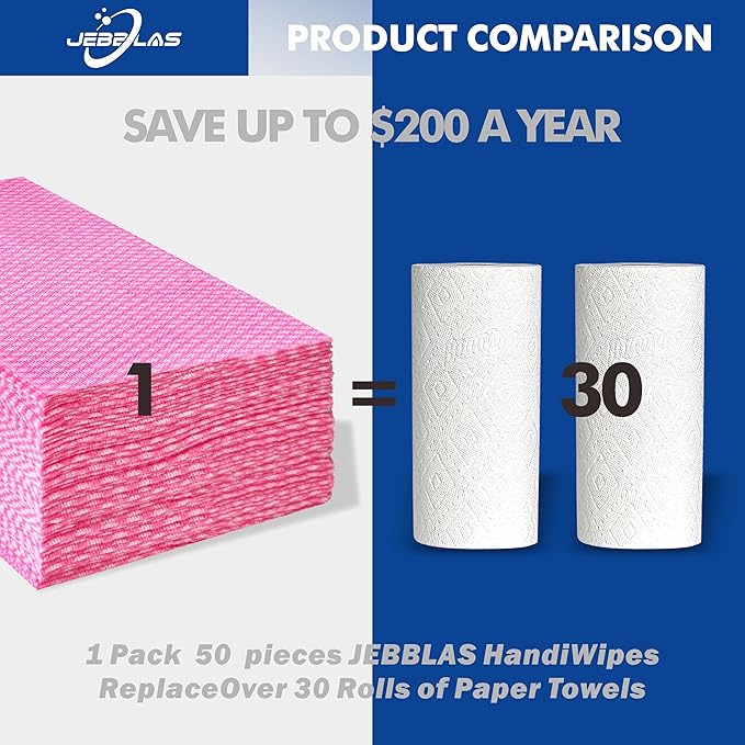 JEBBLAS Foodservice Cleaning Towel Reusable Paper Towels, 100 Count, Kitchen Cloth, All Purpose Cleaning Towels, Foodservice Towel