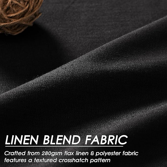 100% Blackout Linen Curtains 100 Inches Long 2 Panels for Bedroom Back Tab Pinch Pleated Black Out Curtain Modern Urban Noise Cancelling Total Light Blocking Window Drapes 100 Inch Length,Black