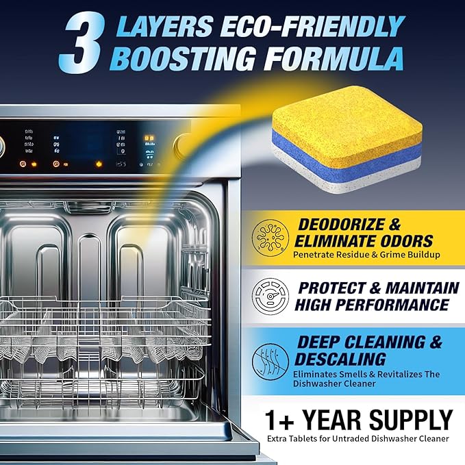 Washing Machine Cleaner Tablets Front Load 28 Pack & Dishwasher Cleaner Deodorizer Descaler Tablets 28 Pack Bundle - 1 Plus Year Supply - Septic Safe Eco Friendly Formula