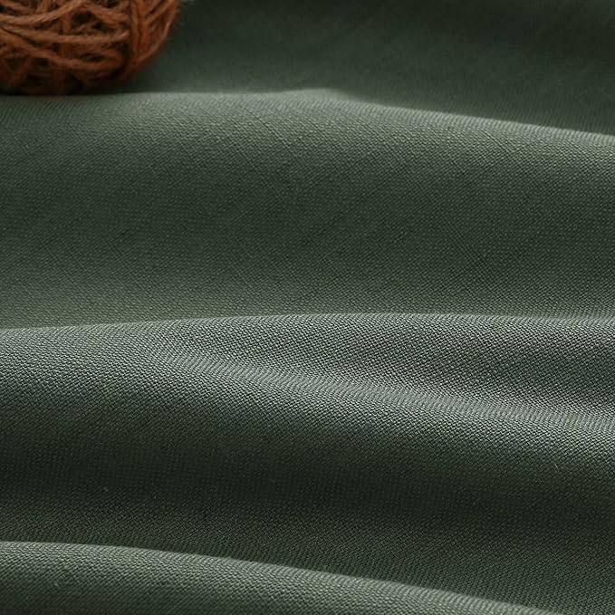 Olive Green Linen Blackout Curtains 120 Inch Length 2 Panels Set Extra Long 10 Ft Back Tab Pocket Drapes Thermal Insulated Total Blocking Curtains for Dining Room Cottage High Window Curtain 52x120