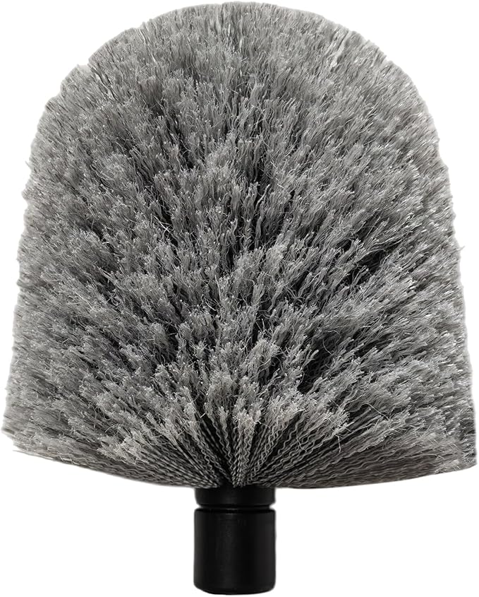 1 Pack Big Cobweb Duster Head Twist-On Spider Web Fuster for Outdoor & Indoor Web Cleaning // Fits Standard 3/4 inch Threaded Poles // Cobweb Duster Brush Head Only (Grey)