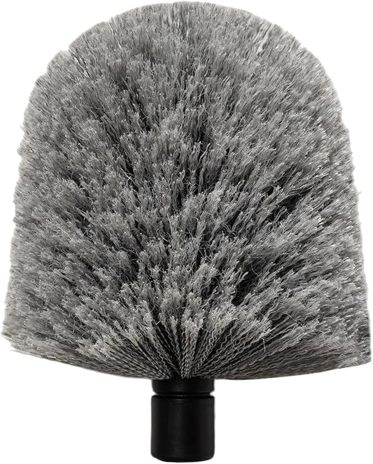 1 Pack Big Cobweb Duster Head Twist-On Spider Web Fuster for Outdoor & Indoor Web Cleaning // Fits Standard 3/4 inch Threaded Poles // Cobweb Duster Brush Head Only (Grey)