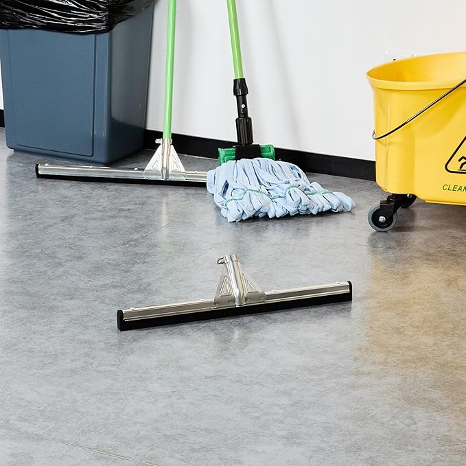Restaurantware-SQUEEGEE ONLY: Clean Tek Professional 21.75 Inch Floor Squeegee, 1 Broom With Double Rubber Blade - Handle Sold Separately, Heavy-Duty, Steel Wiper For Concrete Floor