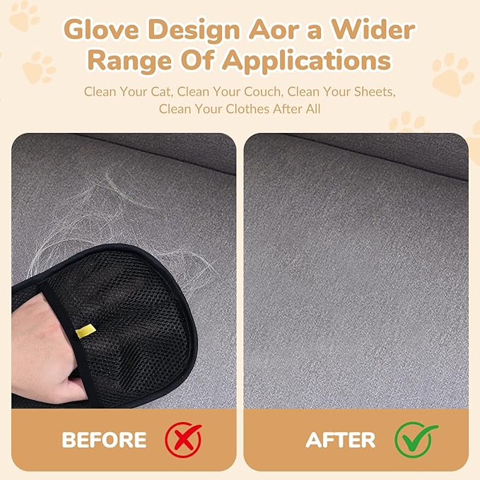 TZKGZP Pet Hair Removal Gloves, Electrostatic Pet Hair Grooming Gloves for Dog & Cat, Reusable for Carpet, Clothing,Furniture,Clothing, Couch,Bed,Curtain-3 PCS