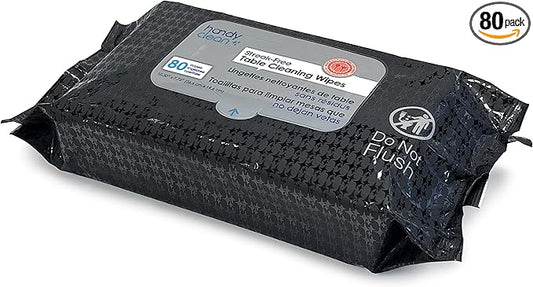 Table Top And Counter Cleaning Wipes 1 Resealable Pouch of 80 Count 10.5" x 7.75" Pre-Moistened Wipes With High Shine Formula Perfect For Use at Home or Restaurants Clinics, and Office