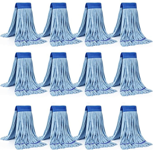 Matthew Cleaning Microfiber Tube Mop(Large,Blue,12Pack) Heavy Duty Mop Head Replacement,Excellent Absorbency,Premium launderability,Reusable,Loop end for Home,Commercial&Industrial Use