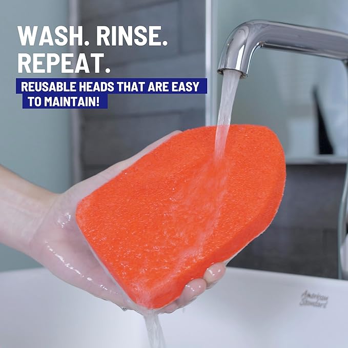 Replacement Scrubber Refill for Moku Home Extendable Tub Tile Shower Brush for Cleaning Non-Scratch (5X Scrubber Sponge Red)