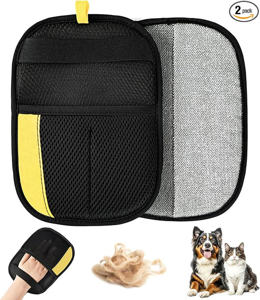 HDLDYDD 2-Pack Pet Hair Removal Glove for Dogs & Cats, Newly Upgraded Electrostatic Pet, Reusable Pet Hair Remover Tool for Clothing, Couch, Carpet, Car Seat