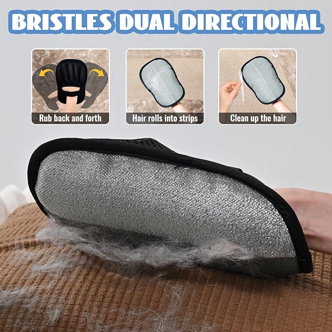 Quppa 1 PCS Pet Hair Removal Glove for Dogs and Cats Reusable Newly Upgraded Five-Finger Electrostatic Pet Cat Dog Hair Remover Non-Slip Dog Hair Remover Tool for Couch, Clothing, Car Seat,Carpet
