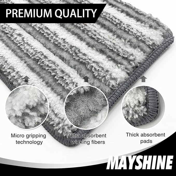MAYSHINE 18" 360 Spin Microfiber Mop System w/ 2 Premium and 2 Standard Microfiber Pads | Use on Hardwood, Tile, Laminate, Vinyl Wet or Dry | Flat Dust Mop with 67" Extendable Steel Handle