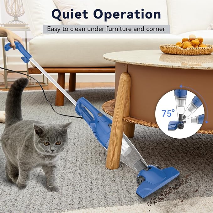 Corded Vacuum Cleaner, 12-in-1 Vacuum Cleaners for Home 15Kpa Power Suction Lightweight Stick Vacuum with Washable HEPA Filter Converts to a Handheld Vacuum for Home, Pet Hair, Carpet, Hard Floors