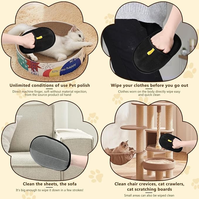 Bopanol Pet Hair Removal Glove, Pet Hair Remover Gloves for Cats & Dogs, Dogs, Electrostatic Pet Hair Removal Gloves Brush for Pets Hair, Suitable for All Pets (2pcs)