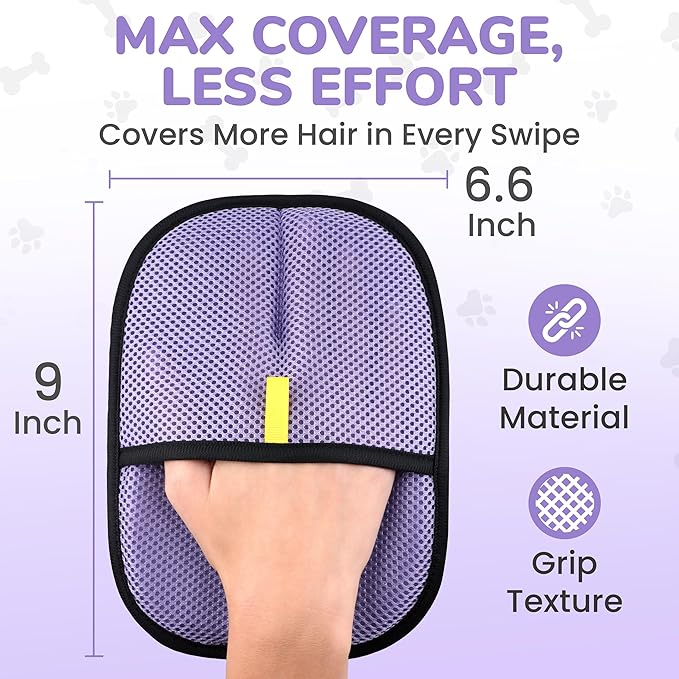 KEYVOZ Pet Hair Removal Glove for Cats and Dogs, Electrostatic Magic Brush Pet Hair Remover for Dog Couch, Available in Blue, Purple, Pink, Brown- Perfect for Pet Owners (Purple)