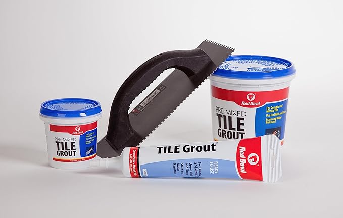Red Devil 0424 Pre-Mixed Tile Grout - Professional Quality, Excellent Adhesion, Ideal for Wall & Floor Use - 1 Quart, White, Made in USA