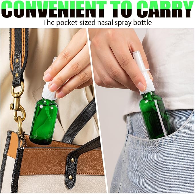 10 Empty Nasal Spray Bottles, 30ML/1oz 6 Refillable Glass Bottles with Funnels and Labels