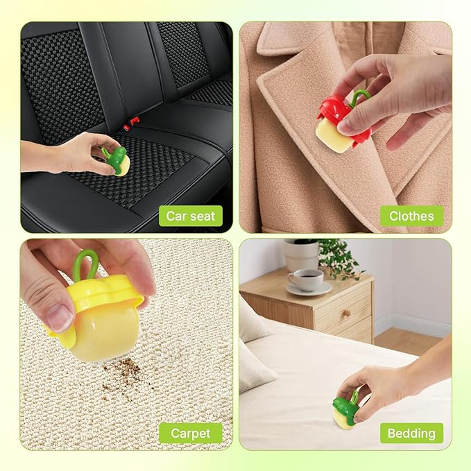 Metchangelife 2 Pcs Protable Mini Lint Rollers, Reusable Washable Lint Rollers for Clothes Car Seats with Protective Cap, Travel Portable Lint Roller - Fits in Wallet, Pet Hair Remover(Yellow)