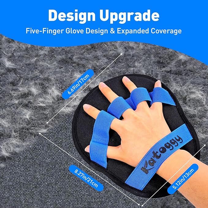 Pet Hair Removal Glove for Dog and Cat, Reusable Pet Hair Remover, Electrostatic Mitt with Ergonomic Five-Finger Design, Effective Hair Removal for Laundry, Furniture, Car Seat and Household Surfaces