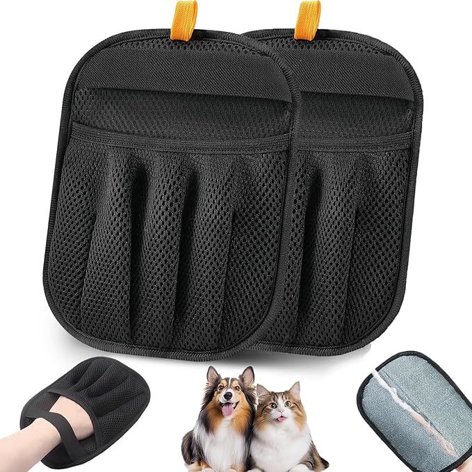 Mejreiik Pet Hair Removal Glove,Magic Brush Pet Hair,Five-Finger Electrostatic pet Hair Remover Glove,Laundry/Couch/Carpet/Car Seat for 2025 New Reusable Magic Brush Cat & Dog Remover Tool(2 Pcs)