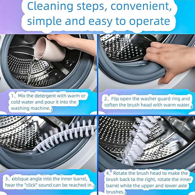 2Pcs Washing Machine Cleaning Brush, Washing Machine Brush Washing Machine Cleaner Front Load Washer Cleaner Brush Load Washer Cleaner Drum Washing Machine Cleaning Tools
