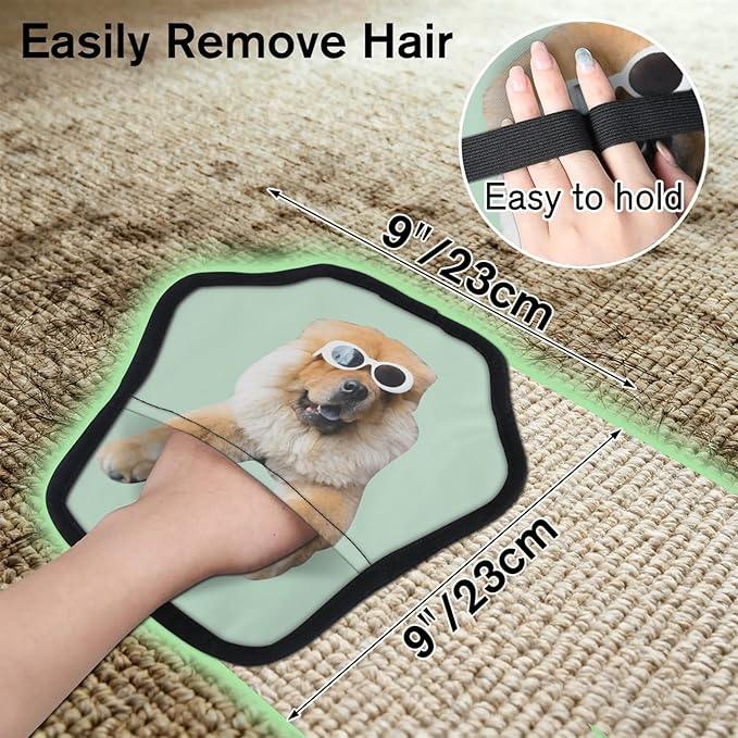 XIOBODR Personalized Pet Hair Remover Glove for Dogs & Cats - Custom Photo & Name Magic Brush for Dog Cat Hair Removal, Reusable Electrostatic Pet Hair Gloves for Furniture Carpet Couch, Photo Green