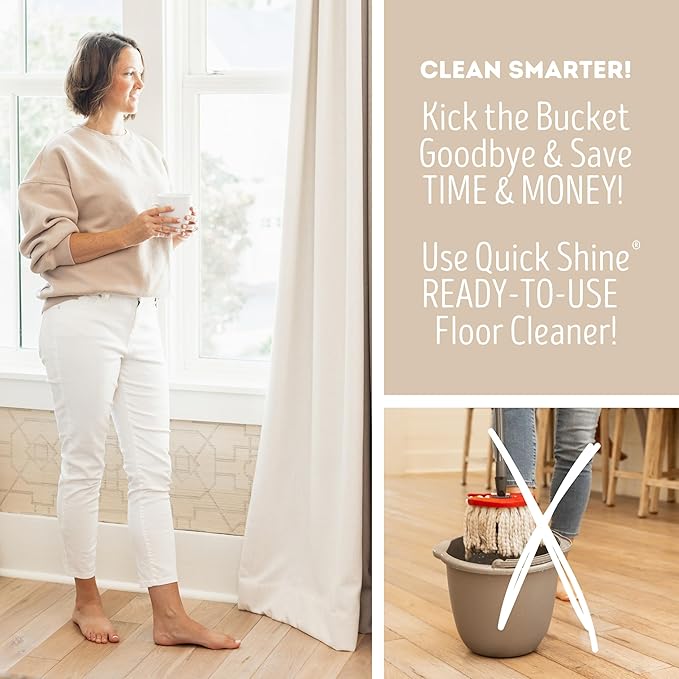 Quick Shine Multi Surface Floor Cleaner 64oz, 4Pk | Ready to Use-Streak Free- No Rinse | Use on Hardwood, Laminate, Luxury Vinyl Plank & Stone | Use in Spray Mops & Vac Mops | Safer Choice Cleaner