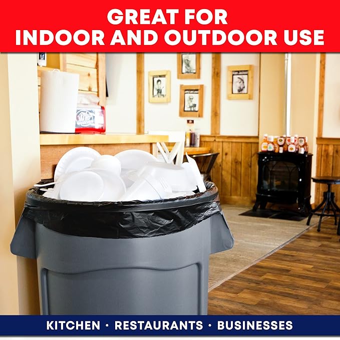 Tasker 40-45 Gallon Trash Bags, (50 Bags w/Ties) Large Black Heavy Duty Garbage Bags - fits 39 Gallon - 40 Gallon - 42 Gallon - 44 Gallon