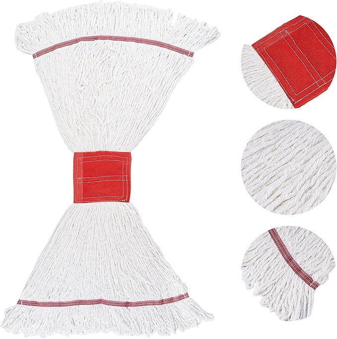 Matthew Cleaning Microfiber String Mop Heavy Duty Commercial Wet Mop Head Replacement,Excellent Absorbency,Premium Launderability,Reusable for Home,Commercial and Industrial Use(White,3Pack)