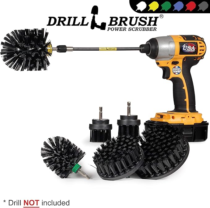 Ultimate Electric Spin Scrubber Drill Cleaning Kit with Extension - Cordless Drill Cleaning Brush Set, Power Scrubber, and Cleaning Supplies for Household and BBQ Tools - Grill Brush Scrubbing Brush