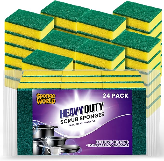 Dish Sponge, Kitchen Sponge, 24 Pack, Scrub Sponges, 7x10 cm, Pads for Dishes, 24 Pack Sponges for Dishes for Use Everyday for Tough Messes dualsided
