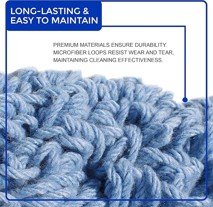 Nine Forty 6-Pack Industrial and Commercial-Grade Looped End Wet Mop Head Refill - Heavy Duty 20 Inch 4-Ply Premium Synthetic Yarn - for Optimal Absorption and Durability - Blue (6 Pack, Large)