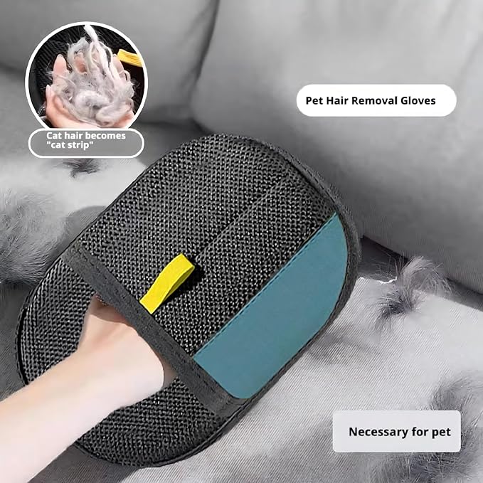 Pet Hair Removal Glove & Lint Mitt for Dogs, Cats - Electrostatic, Reusable & Washable Deshedding Grooming Mitt for Furniture, Car Seats, Couch, Carpet, Bedding