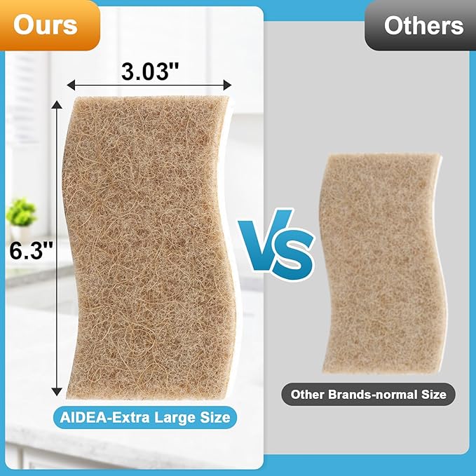 AIDEA XL Sponges Kitchen, 12Count, Non-Scratch Sponges for Dishes, Large Natural Sponge for Non Stick Cookware, Cellulose Cleaning Sponge for Dishes, Bathroom, Household