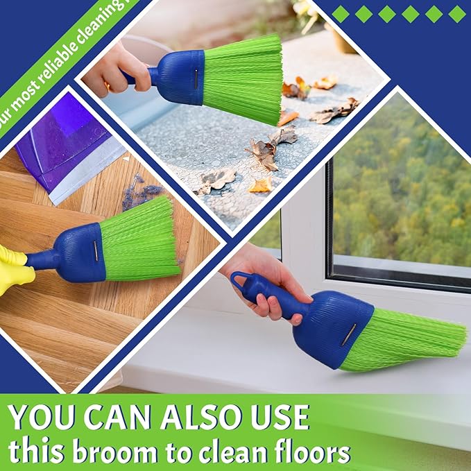 Domensi 2 Pcs Whisk Broom Poly Fiber Handheld Brush Hand Brush Outdoor Car Broom with Hang Hole for Cleaning Inddoor Porches Floors Decks Driveways Dirt Dust