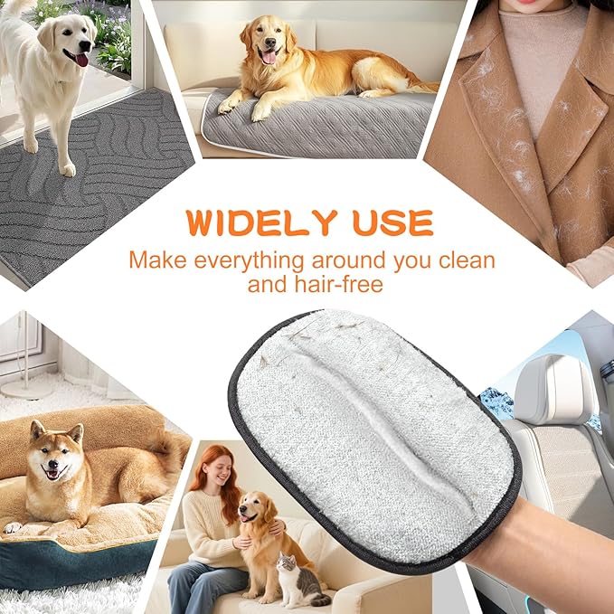 ZQJKLE Pet Hair Removal Glove for Cats & Dogs 1PC and Cat & Dog Grooming Gloves for Shedding Brushes 1 Pair, Pet Hair Remover Tool for Clothing, Couch, Carpet, Car Seat, Deshedding Brush & Massage