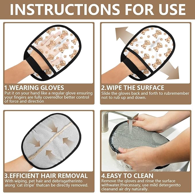 CHPGPUG Teddy Pet Hair Removal Glove for Cats & Dogs Reusable Pet Hair Removal Glove pet Hair Electrostatic Gloves