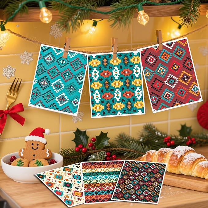 Native American Swedish Dishcloths for Kitchen - 6PCS Aztec Swedish Cloths for Washing Dishes, Native American Style Reusable Dish Towels, Southwestern Tribal Washable Cleaning Sponge Gifts