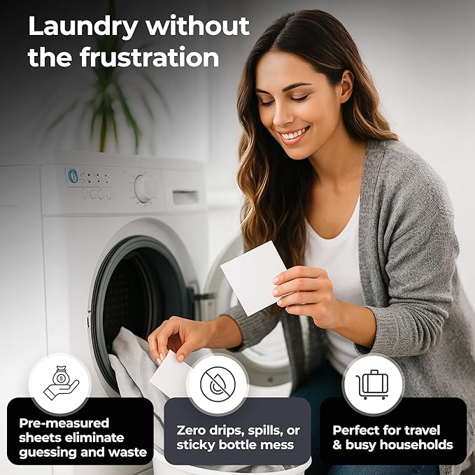 Silvery Laundry Detergent Sheets (100 Loads) - Ultra-Concentrated Eco-Friendly Washing Strips – No Plastic Jugs & Perfect for Travel (Unscented)