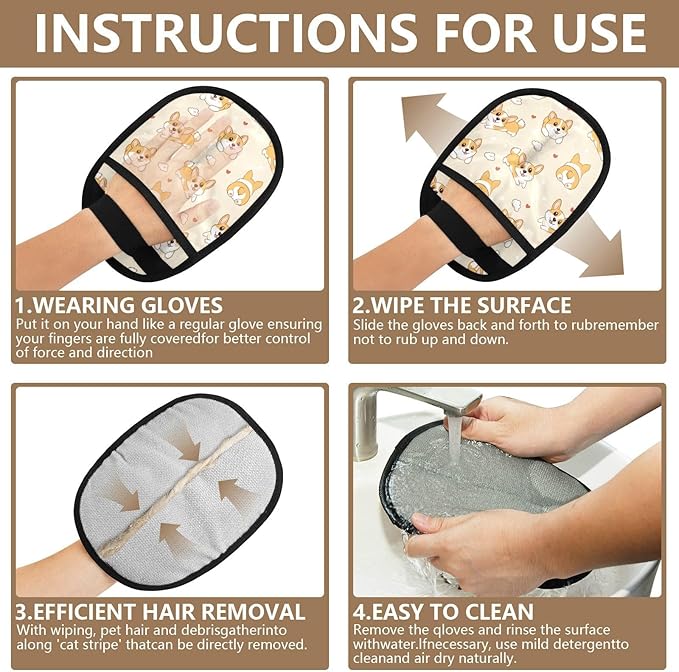 CHPGPUG Pet Hair Removal Glove for Cats & Dogs Reusable Pet Hair Removal Glove pet Hair Electrostatic Gloves (Color 27)