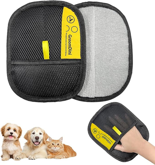 HYSHLC 2 Pcs Pet Hair Removal Glove, Magic Brush Pet Hair Remover Electrostatic Pet Hair Remover Glove for Deshedding, Grooming, Cat Dog, Reusable & Washable (Black) degign for Sofa Car Seat Clothing